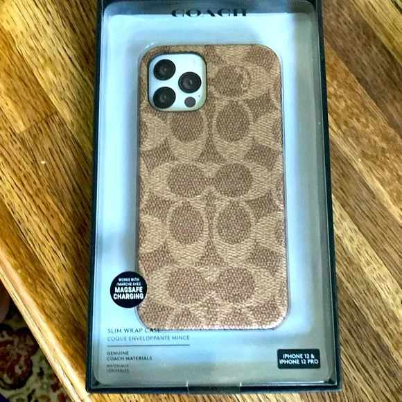 New Sealed Coach Signature Tan iPhone 12 12 Pro Smartphone Slim Wrap Case - Picture 1 of 7